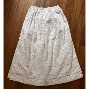 J. Crew XXS White Eyelet Slit Midi Skirt